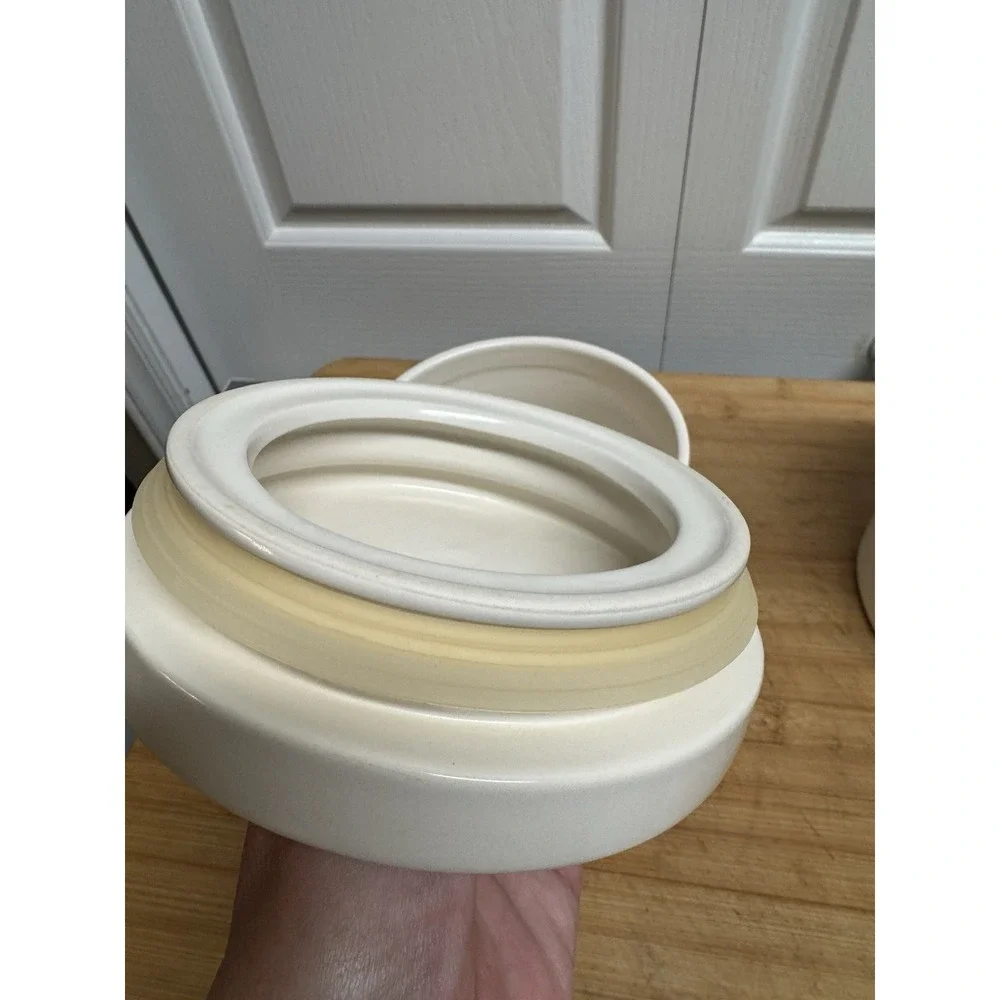 RARE Rae Dunn Artisan Collection by Magenta COFFEE White Ceramic Ribbed Canister
